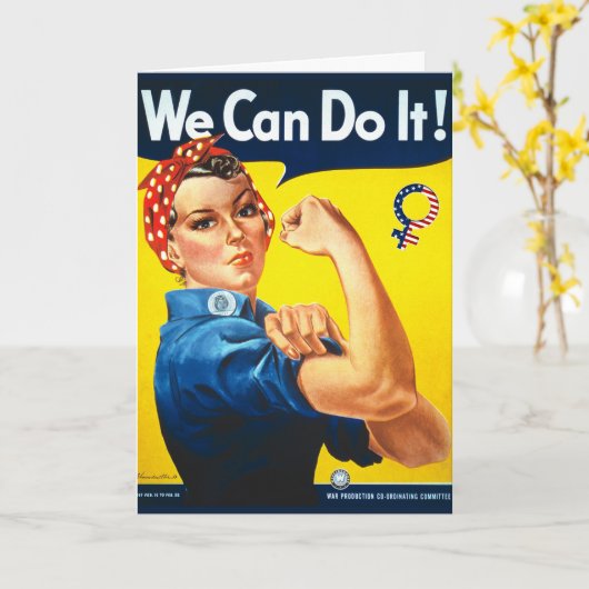 We kunnen het! Rosie de Riveter Wenskaart Kaart (Gele Bloem)