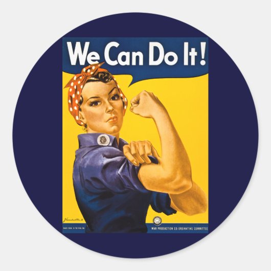 We kunnen het! Rosie de Riveter  WW2 Ronde Sticker (Voorkant)