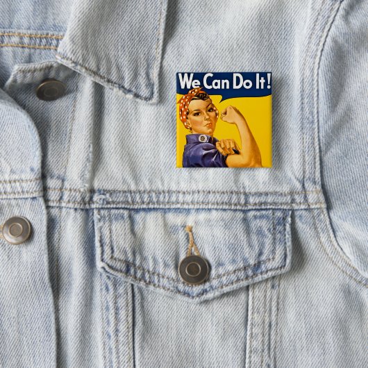 We kunnen het! Rosie de Riveter WW2 Vierkante Button 5,1 Cm (In situ)