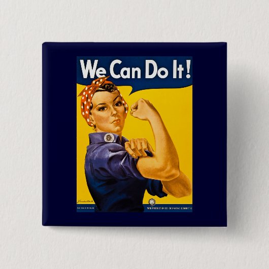 We kunnen het! Rosie de Riveter  WW2 Vierkante Button 5,1 Cm (Voorkant)