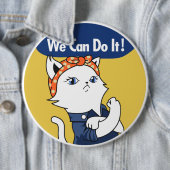 We kunnen het! White Cat Rosie de Riveter Button (In situ)