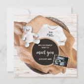 We kunnen je bijna wachten Schattigee fotozwangers Aankondiging (Voorkant)