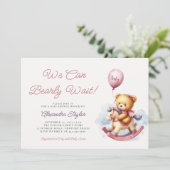 We kunnen moeilijk wachten rocking paard baby meis kaart (Staand voorkant)