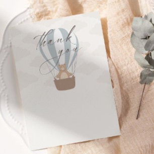 We kunnen nauwelijks wachten   Baby Boy Blauwe Bal Bedankkaart