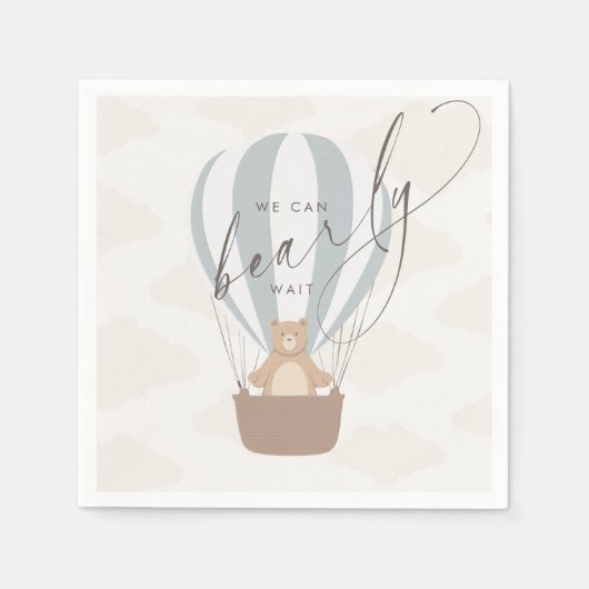 We kunnen nauwelijks wachten | Baby Boy Blauwe Bal Servet (Voorkant)