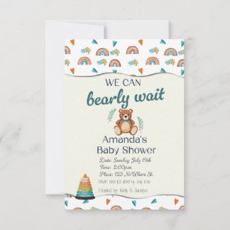 We kunnen nauwelijks wachten baby douche uitnodigi kaart