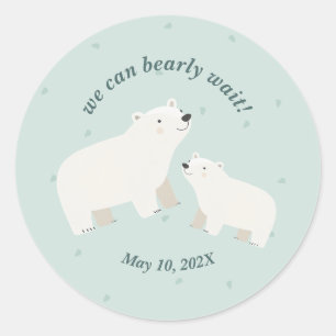 We kunnen nauwelijks wachten baby shower Papieren Ronde Sticker