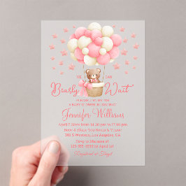 we kunnen nauwelijks wachten, baby shower teddy ro acryl uitnodigingen