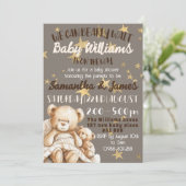 We kunnen nauwelijks wachten baby shower uitnodigi kaart (Staand voorkant)