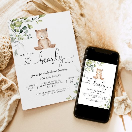 We kunnen nauwelijks wachten baby shower uitnodigi kaart