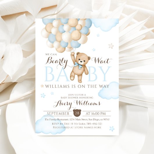 We kunnen nauwelijks wachten ballon Beer baby boy  Kaart