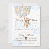 We kunnen nauwelijks wachten ballon Beer baby boy  Kaart (Voorkant)