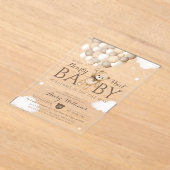 We kunnen nauwelijks wachten ballon Beer Baby show Acryl Uitnodigingen (Laagn)