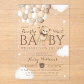 We kunnen nauwelijks wachten ballon Beer Baby show Acryl Uitnodigingen (Voorkant)