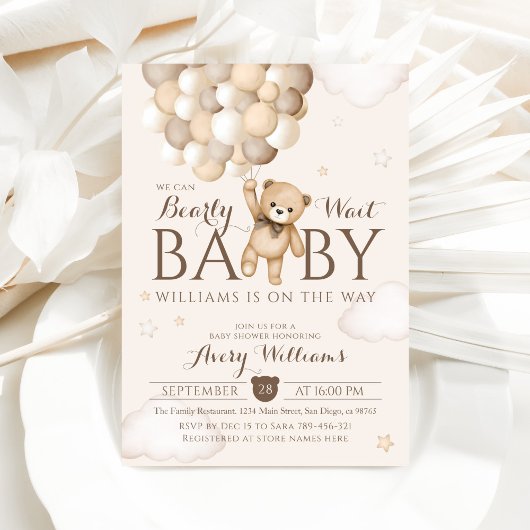 We kunnen nauwelijks wachten ballon Beer Baby show Kaart