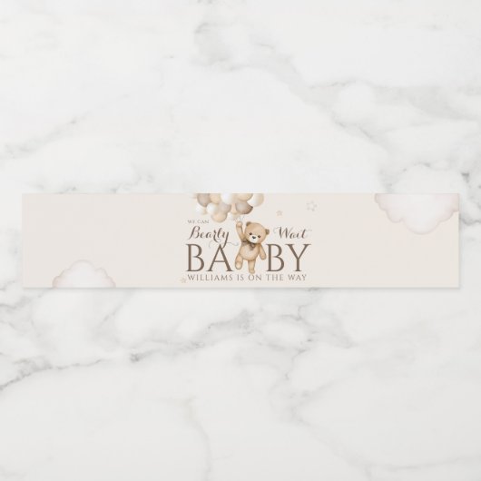 We kunnen nauwelijks wachten ballon Beer Baby show Waterfles Etiket (Enkel label)