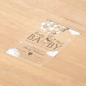 We kunnen nauwelijks wachten ballon Beer Babyshowe Acryl Uitnodigingen (Laagn)