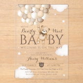 We kunnen nauwelijks wachten ballon Beer Babyshowe Acryl Uitnodigingen (Voorkant)