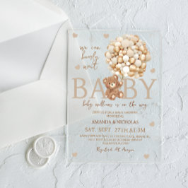 We kunnen nauwelijks wachten Beer Baby Shower Acryl Uitnodigingen