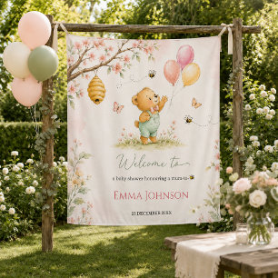 We kunnen nauwelijks wachten Beer Baby Shower Welk Wandkleed