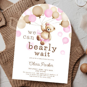 We kunnen nauwelijks wachten Beer Girl Baby shower Kaart