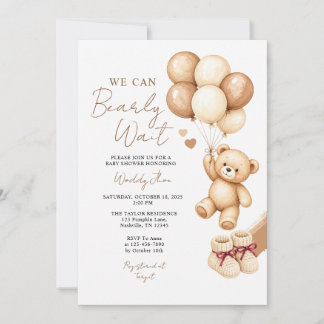 We kunnen nauwelijks wachten Beer Met Ballon Baby  Kaart