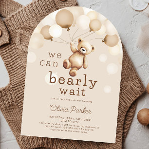 We kunnen nauwelijks wachten Beige Brown Beer Baby Kaart