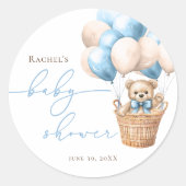 We kunnen nauwelijks wachten | Beren ballon blauw  Ronde Sticker (Voorkant)