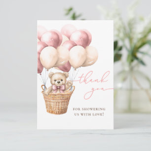 We kunnen nauwelijks wachten   Beren ballon roze B Bedankkaart