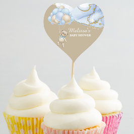 We kunnen nauwelijks wachten blauwe ballon cupcake hart sticker
