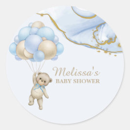 We kunnen nauwelijks wachten blauwe ballon cupcake ronde sticker