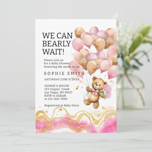 We kunnen nauwelijks wachten blush roze en goud Ab Kaart (Staand voorkant)