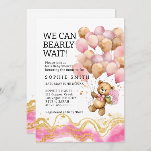 We kunnen nauwelijks wachten blush roze en goud Ab Kaart (Voorkant / Achterkant)