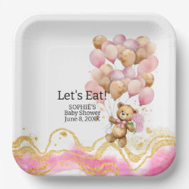 We kunnen nauwelijks wachten blush roze en goud Ab Papieren Bordje