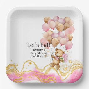 We kunnen nauwelijks wachten blush roze en goud Ab Papieren Bordje