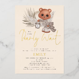 We kunnen nauwelijks wachten Boho Chic Baby Shower Folie Uitnodiging
