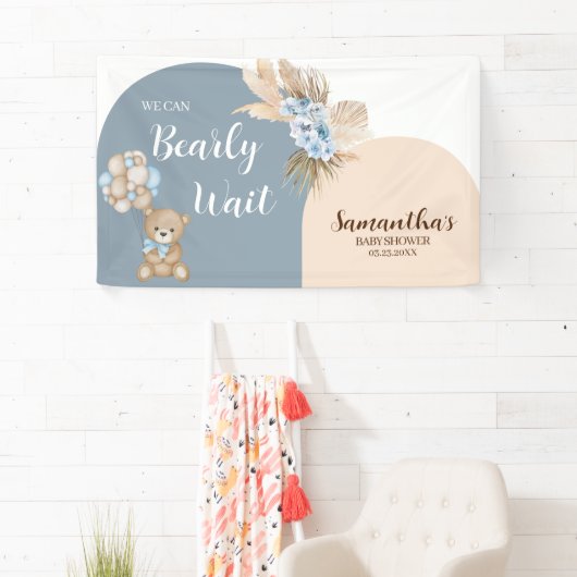 We kunnen nauwelijks wachten Boy Baby shower Banne Spandoek (Insitu)