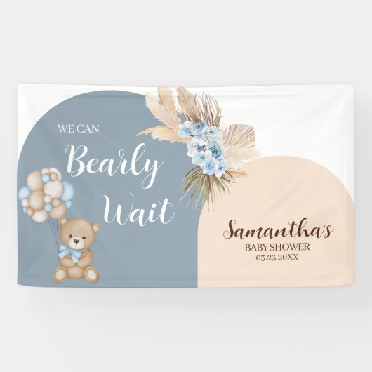 We kunnen nauwelijks wachten Boy Baby shower Banne Spandoek (Horizontaal)