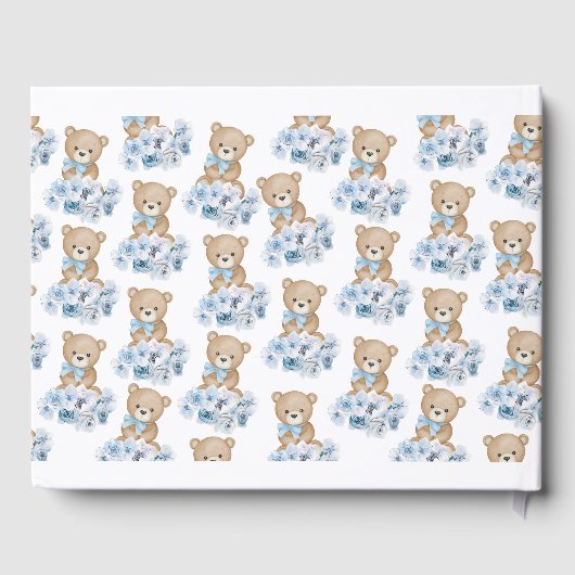 We kunnen nauwelijks wachten Boy Baby shower gaste Gastenboek (Achterkant)