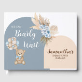 We kunnen nauwelijks wachten Boy Baby shower gaste Gastenboek (Voorkant)