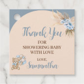 We kunnen nauwelijks wachten Boy Baby shower gunst Bedankjes Labels (Voorkant)