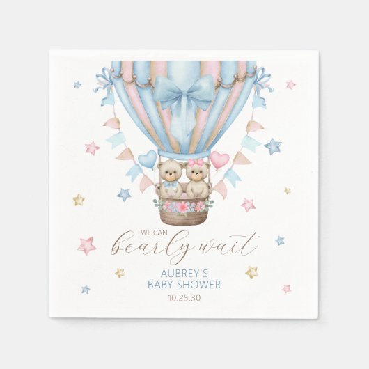 We kunnen nauwelijks wachten Boy Girl Twin Baby sh Servet (Voorkant)