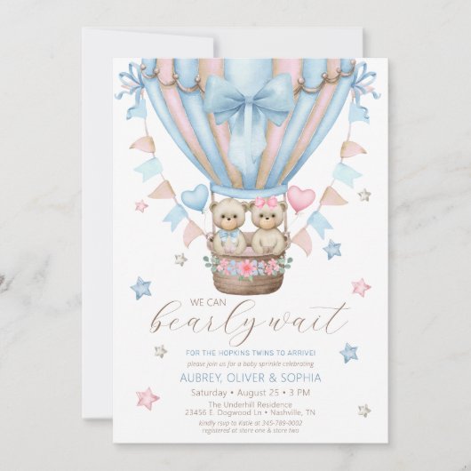 We kunnen nauwelijks wachten Boy Girl Twin Baby Sp Kaart (Voorkant)