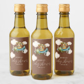 We kunnen nauwelijks wachten! Bruin Teddy-Baby sho Wijn Etiket (Flessen)