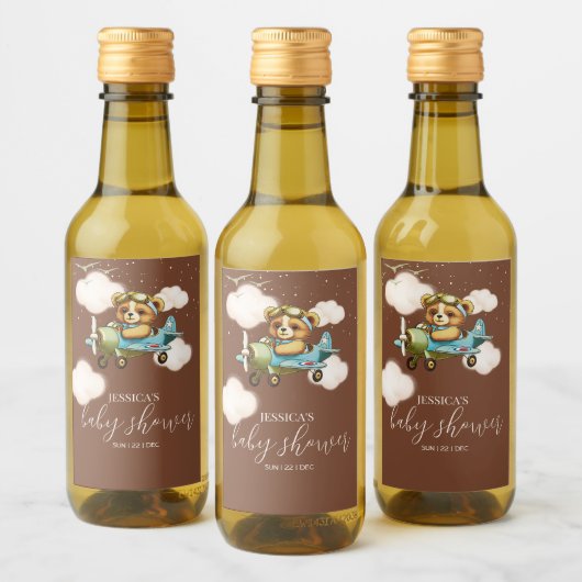 We kunnen nauwelijks wachten! Bruin Teddy-Baby sho Wijn Etiket (Flessen)