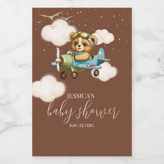 We kunnen nauwelijks wachten! Bruin Teddy-Baby sho Wijn Etiket (Enkel label)