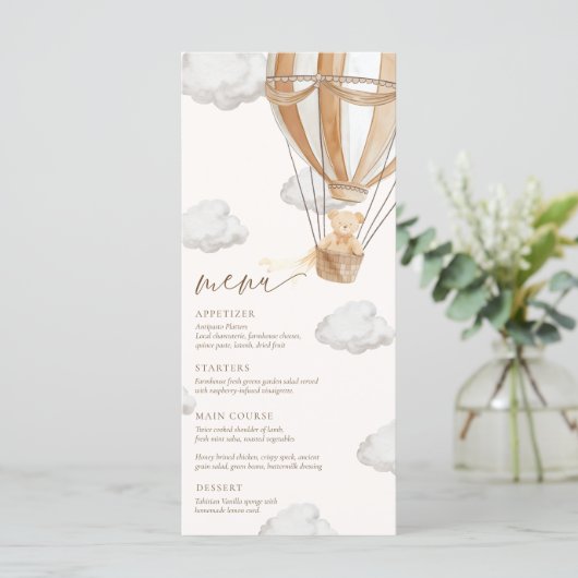 We kunnen nauwelijks wachten dan Baby shower Menu (Staand voorkant)