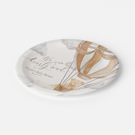 We kunnen nauwelijks wachten dan Baby shower Papieren Bordje (Gekanteld)