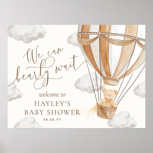 We kunnen nauwelijks wachten dan Baby shower Poster (Voorkant)