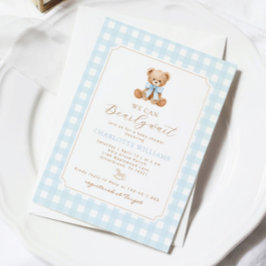 We kunnen nauwelijks wachten Gingham teddybeer bab Kaart